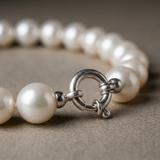 Bracelet NOELYSE | Argent & Perles Blanches | 8/9 mm | Fermoir Anneau