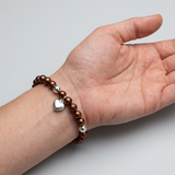 Bracelet Coeur Porte Bonheur - Perle d'Eau Douce Chocolat