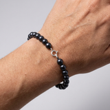 Bracelet NOELYSE | Argent & Perles Noires | 5/6 mm | Fermoir Boule