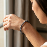Bracelet NOELYSE | Argent & Perles Noires | 5/6 mm | Fermoir Boule