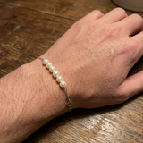 Bracelet NANÉA | Or Blanc & Perles Blanches