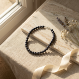Bracelet NOELYSE | Argent & Perles Noires | 5/6 mm | Fermoir Boule