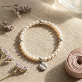 Bracelet Porte Bonheur Trêfle - Perles d'Eau Douce Blanches