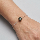 Bracelet TÉA | Argent & Perle de Culture Black Tahiti