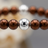 Bracelet Porte Bonheur - Perle d'Eau Douce Chocolat & Blanche
