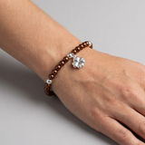 Bracelet Porte Bonheur Trêfle - Perles d'Eau Douce Chocolat