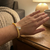 Bracelet Porte Bonheur Trêfle - Perles d'Eau Douce Dorées