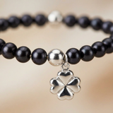 Bracelet Porte Bonheur Trêfle - Perles d'Eau Douce Black Tahiti