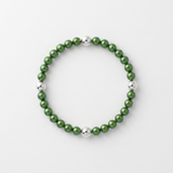 Bracelet Porte Bonheur - Perles d'Eau Douce Vertes et Blanches