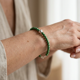Bracelet Porte Bonheur - Perles d'Eau Douce Vertes et Blanches