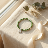 Bracelet Porte Bonheur Trêfle - Perles d'Eau Douce Vertes Intense