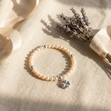 Bracelet Porte Bonheur Trêfle - Perles d'Eau Douce Roses