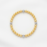 Bracelet Porte Bonheur - Perles d'Eau Douce Dorées & Blanches