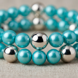 Bracelet Porte Bonheur - Perles d'Eau Douce Bleu Turquoises