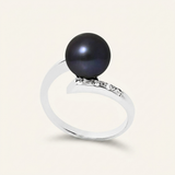 Bague LYSANDRA | Or Blanc & Perle de Culture Black Tahiti