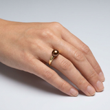 Bague IRINA | Or Jaune & Perle de Culture Chocolat - 8/9mm