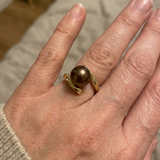 Bague ELISE | Or Jaune & Perle de Culture Chocolat