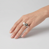 Bague TOI & MOI | Or Blanc, Perle de culture & Perle de Tahiti