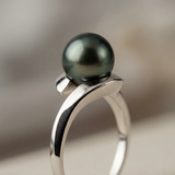 Bague AYA | Or Blanc & Perle de Tahiti