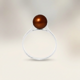 Bague DUCHESSE | Or Blanc & Perle de Culture Chocolat