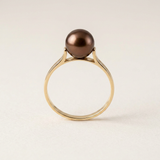 Bague DUCHESSE | Or Jaune & Perle de Culture Chocolat