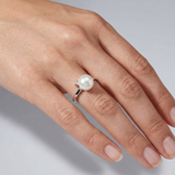 Bague ELISE | Or Blanc & Perle de Culture Blanche