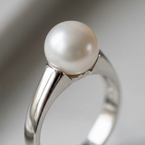 Bague IRINA | Or Blanc & Perle de Culture Blanche - 8/9mm