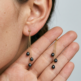 Boucles d'oreilles pendantes FAHINIA | Or Jaune & Perles de Culture Black Tahiti