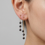 Boucles d'oreilles pendantes FAHINIA | Or Jaune & Perles de Culture Black Tahiti