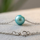 Bracelet Chaîne Forçat - Perle de Culture Bleu Turquoise