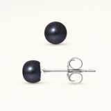 Boucle d'Oreilles Bouton AYA | Argent & Perles de Culture Black Tahiti 5/6mm