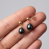 Boucle d'Oreilles MINÉA | Or Jaune & Perles de Culture Black Tahiti
