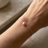 Bracelet Chaîne Forçat - Perle de Culture Rose Fushia