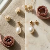 Boucle d'Oreilles MINÉA | Or Blanc & Perles de Cultures Blanches