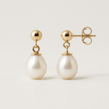 Boucle d'Oreilles MINÉA | Or Blanc & Perles de Cultures Blanches