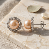 Boucles d'Oreilles COROLLE | Perles Roses