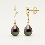 Boucles d'Oreilles TAHORA | Or Jaune & Perles de Tahiti
