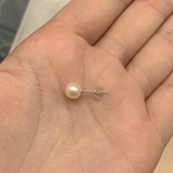 Boucle d'Oreilles Bouton AYA | Argent & Perles de Culture Roses 7/8mm
