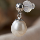 Boucles d'oreilles ABI | Or Blanc & Perles de Culture Blanches
