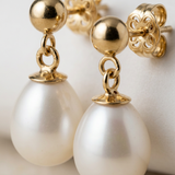 Boucle d'Oreilles MINÉA | Or Blanc & Perles de Cultures Blanches