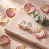 Boucle d'Oreilles Bouton AYA | Argent & Perles de Culture Roses 9/10mm