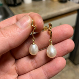 Boucles d'Oreilles TAHORA | Or Jaune & Perles de Culture Blanches