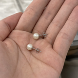 Boucle d'Oreilles Bouton AYA | Argent & Perles de Culture Blanches 7/8mm