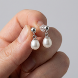 Boucles d'oreilles ABI | Or Blanc & Perles de Culture Blanches