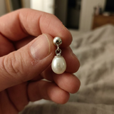Boucles d'oreilles ABI | Or Blanc & Perles de Culture Blanches