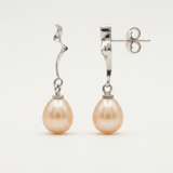 Boucles d'Oreilles TAHORA | Or Blanc & Perles de Culture Roses