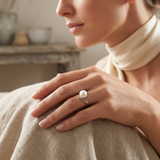 Bague ZIGZAG | Or Blanc & Perle de Culture Blanche