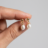 Boucles d'oreilles ABI | Or Jaune & Perles de Cultures Blanches