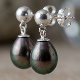 Boucle d'Oreilles MINÉA | Argent & Perles de Tahiti