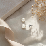 Boucle d'Oreilles Bouton AYA | Argent & Perles de Culture Blanches 7/8mm